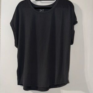 Charcoal Grey Ribbed Short Sleeve Tee